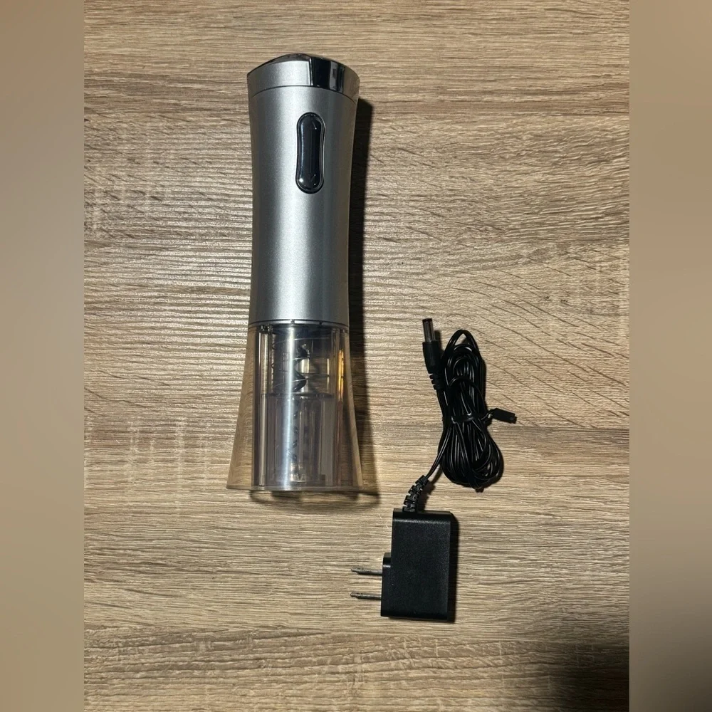 Wireless Silver Electric corkscrew wine opener with charger light up foil cutter